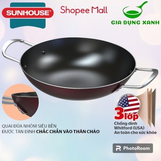 Chảo chống dính bầu SUNHOUSE SHG1220R-SHG1234R-2022  sâu lòng hợp kim nhôm tay cầm chịu nhiệt tốt chống trầy xước