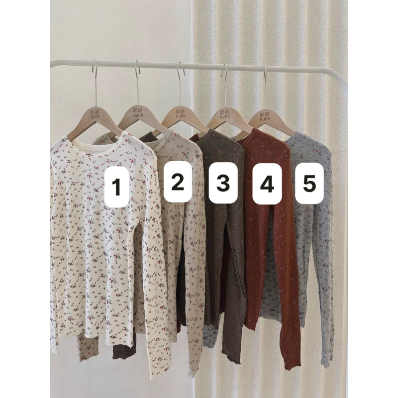 ÁO LEN TĂM IN HOA TAY DÀI 5 màu | COBÉ VINTAGE