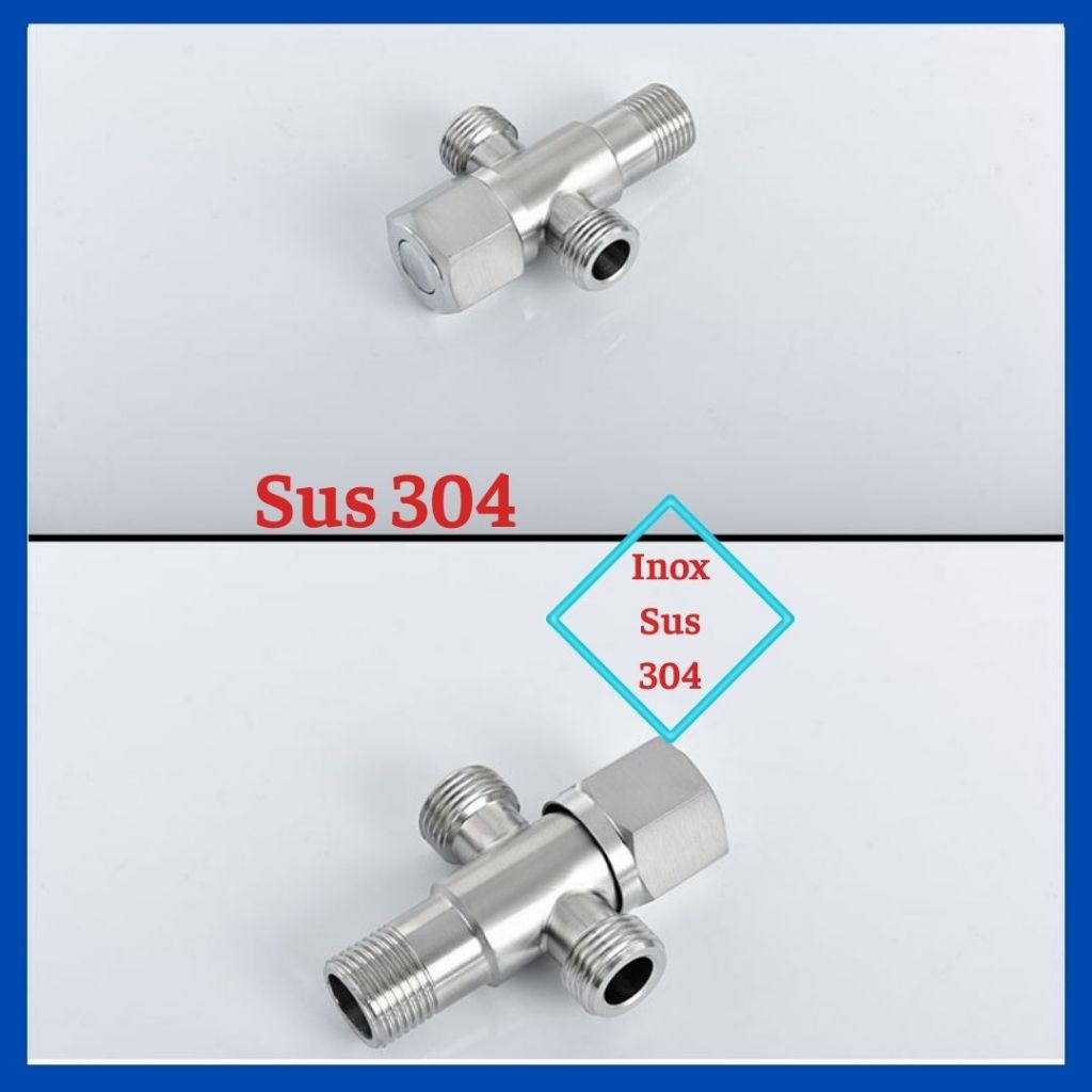 Van T cầu, T cầu, van giảm áp inox 304, van khóa gắn tường, van chia nước cho vòi xịt vệ sinh và bồn cầu inox 304
