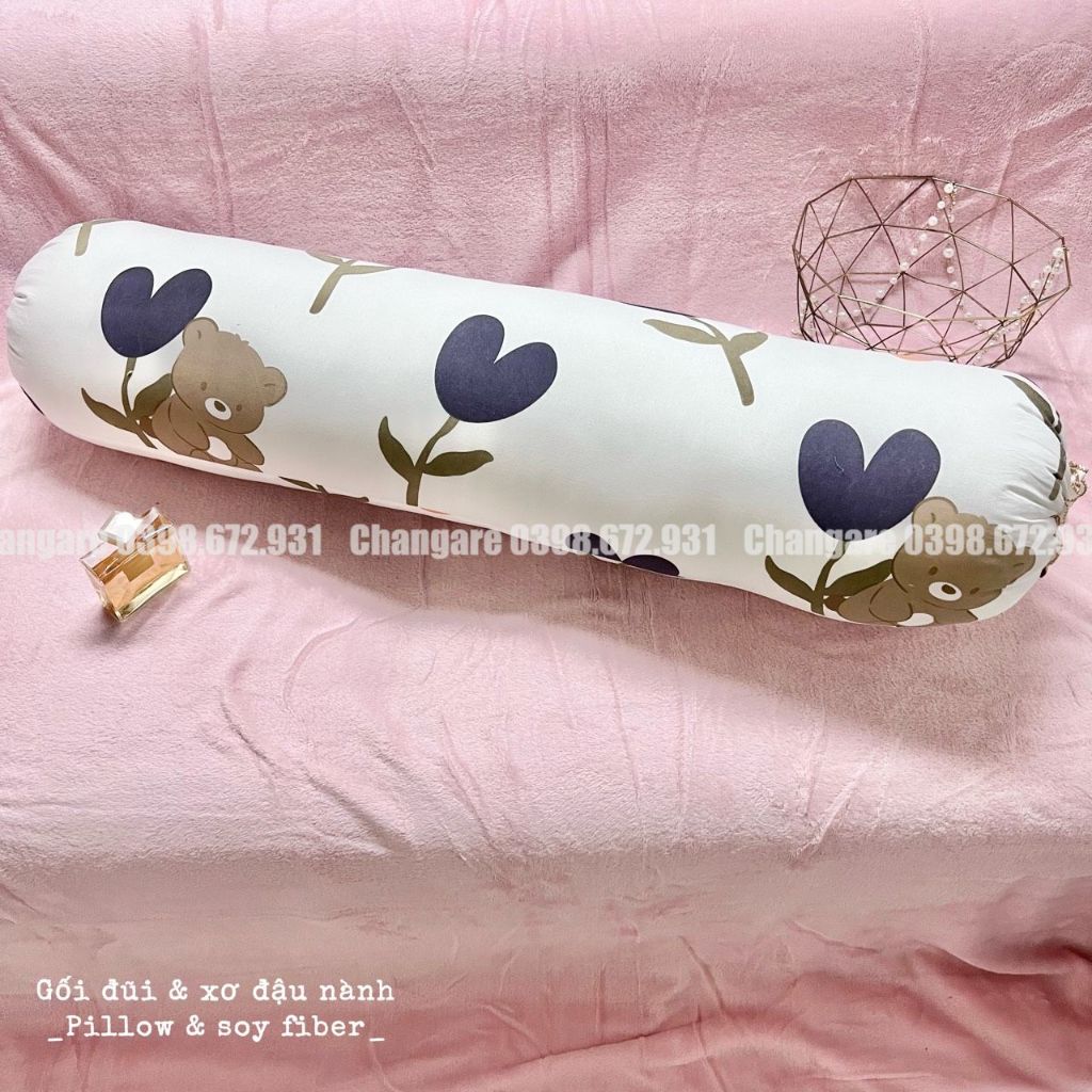 Vỏ gối ôm người lớn cotton đũi sơ đậu nành kích thước 35x100cm mềm mịn thoáng mát