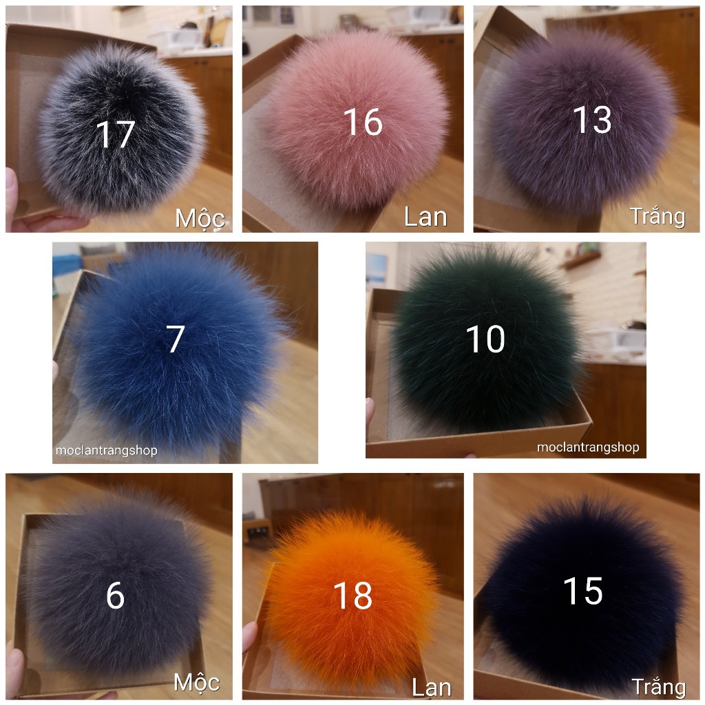 Charm treo túi quả bông lông cáo tự nhiên to tròn mềm mượt móc treo túi xách trang trí CÓ SẴN