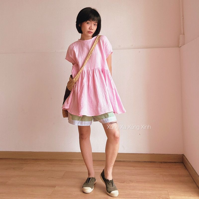 | 0303 studio | Áo cổ tròn muslin babydoll - dòng Bông Mây