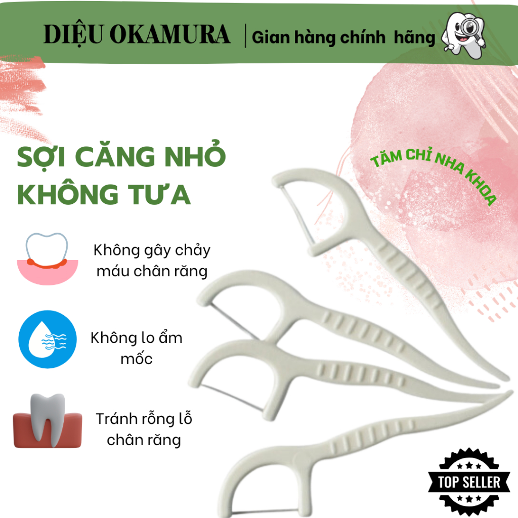 Tăm chỉ nha khoa Okamura chất lượng Nhật Bản gói 50,90 que