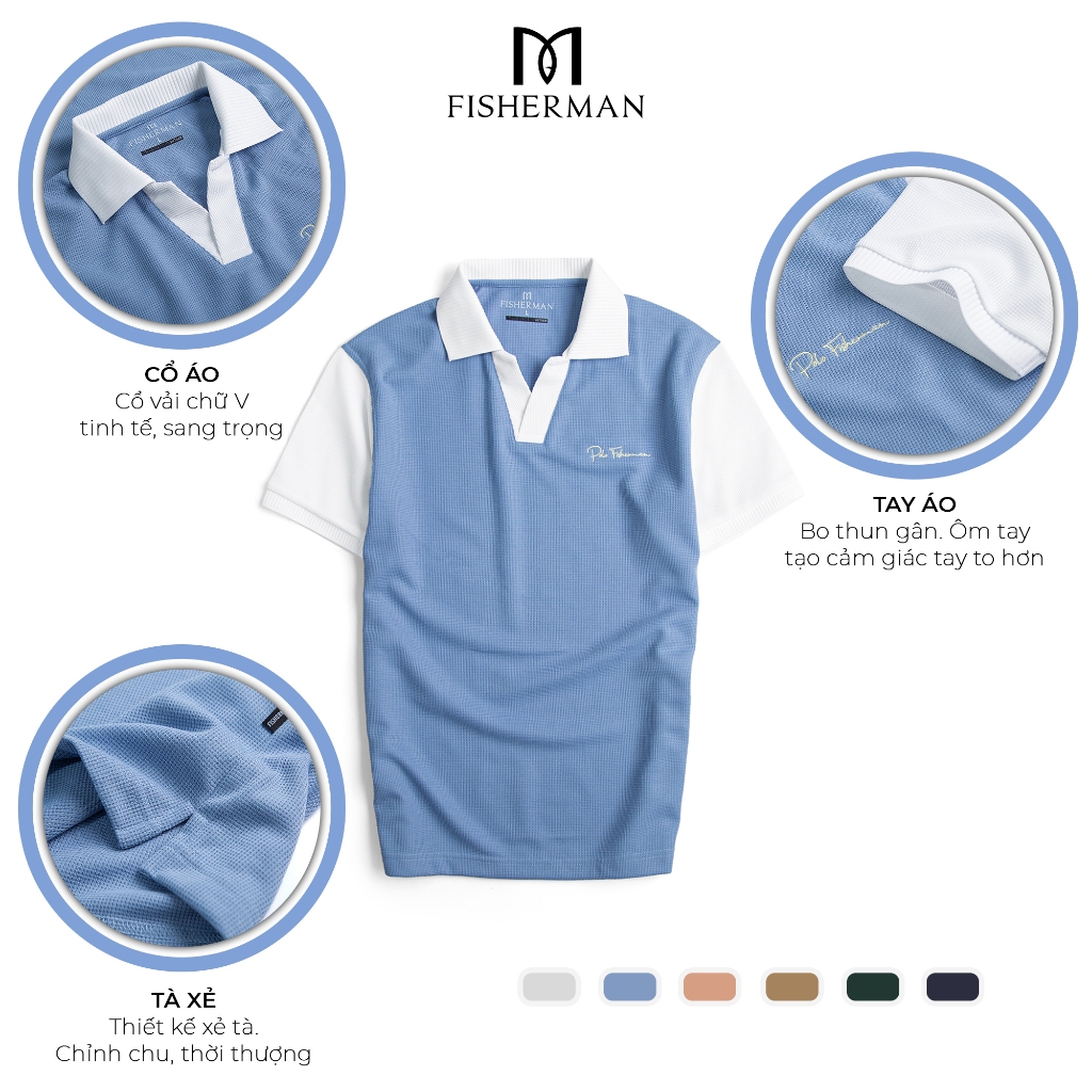 Áo polo nam local brand tay phối màu  phong cách trẻ trung năng động Fisherman