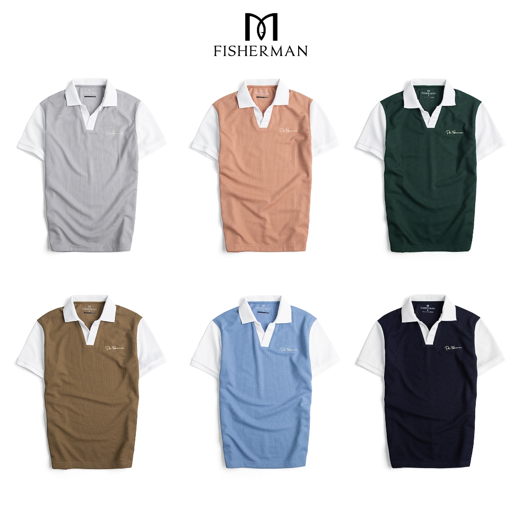 Áo polo nam local brand tay phối màu  phong cách trẻ trung năng động Fisherman