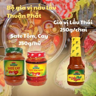 Bộ gia vị, sốt lẩu Thái Thuận Phát: 3 vị Sate+Chai sốt Thái-Sỉ, chính hãng