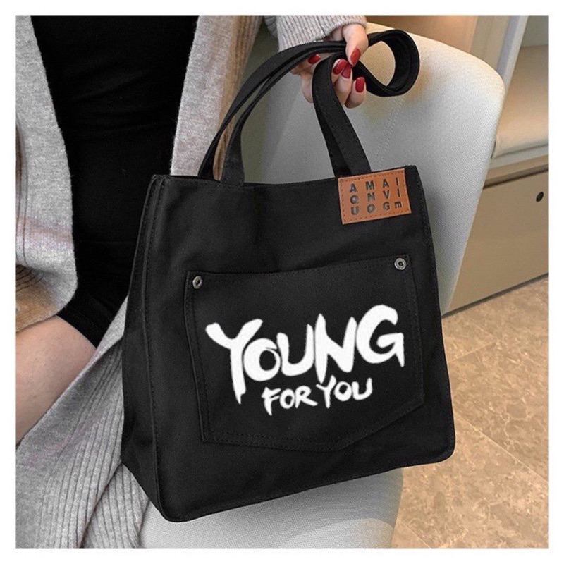 Túi tote túi đeo vai vải canvas thời trang phong cách Hàn