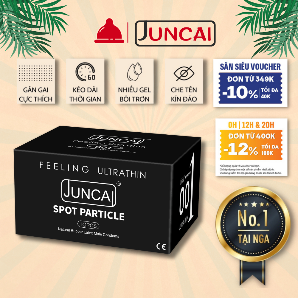 Bao cao su Juncai siêu mỏng 0.01 kéo dài thời gian nhiều gel bôi trơn HA - Shop bao cao su Durex