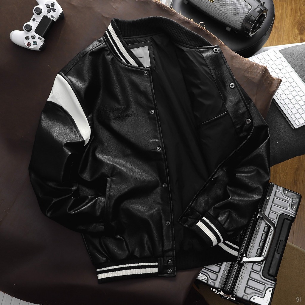 Áo Khoác Bomber Leather ICONDENIM The Strong Are The Winners Chất Da Dày Dặn - AKID0091