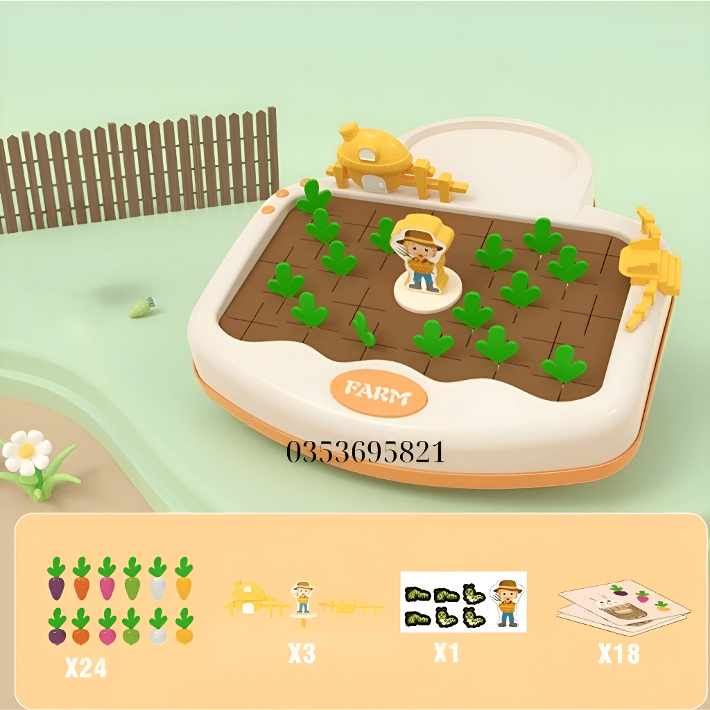 Đồ Chơi Khu Vườn Nhổ Cà Rốt Nông Trại Cho Bé Phân Biệt Màu Sắc, Ghi Nhớ Montessori