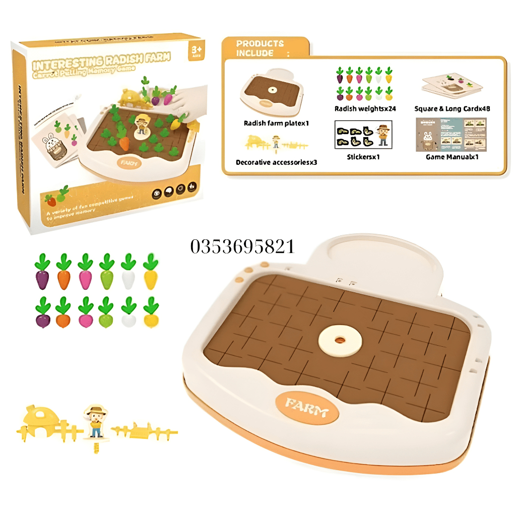 Đồ Chơi Khu Vườn Nhổ Cà Rốt Nông Trại Cho Bé Phân Biệt Màu Sắc, Ghi Nhớ Montessori