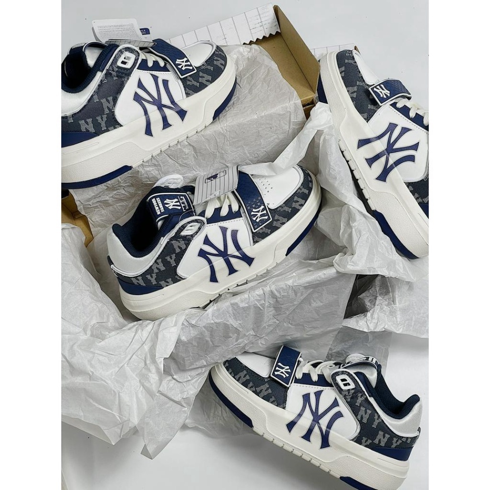 Giày Thể Thao MLB Chunky Quai Dán Họa Tiết Đen Trắng Phối Đồ Siêu Đẹp đế độn hot trend