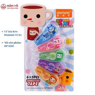 Vĩ 5 cây xóa kéo dominic dp-8203 / dp8203 / 8203 hàng cao cấp, ngộ nghĩnh, dễ thương