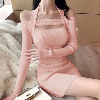 [Giảm 50K] [Loại 1] Váy body trễ vai tôn dáng có dây vắt chéo cổ, vạt chéo sexy cá tính