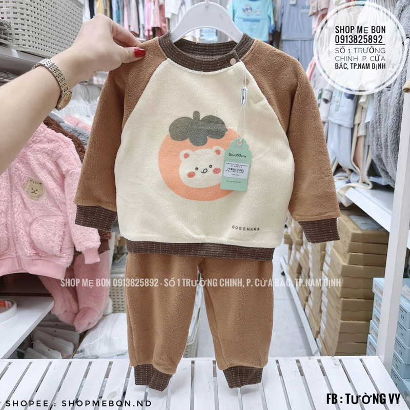 Bộ nỉ dài tay Goodmama mềm ấm cho bé trai, bé gái