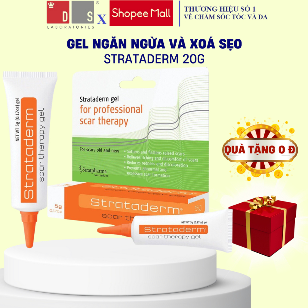 Kem xoá Mờ Sẹo Rỗ, Sẹo Thâm, Sẹo Lõm, Sẹo Thuỷ Đậu, Tai Nạn Strataderm 20g Thuỵ Sĩ