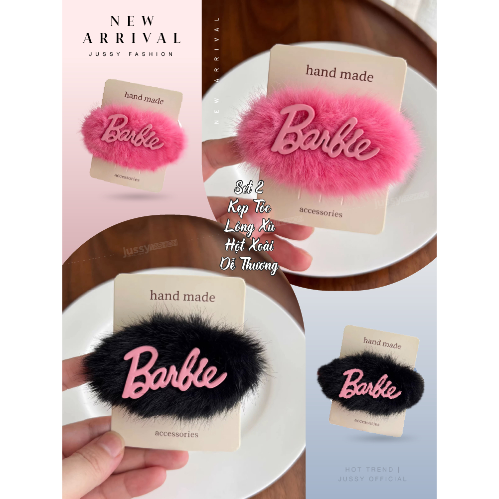 Set 2 Kẹp Tóc Bấm Mai Lông Mịn Đính Icon Dễ Thương Jussy Official Kiểu Kẹp Tóc Hột Xoài Lông Mịn Giao Màu Mẩu Ngẫu Nhiên