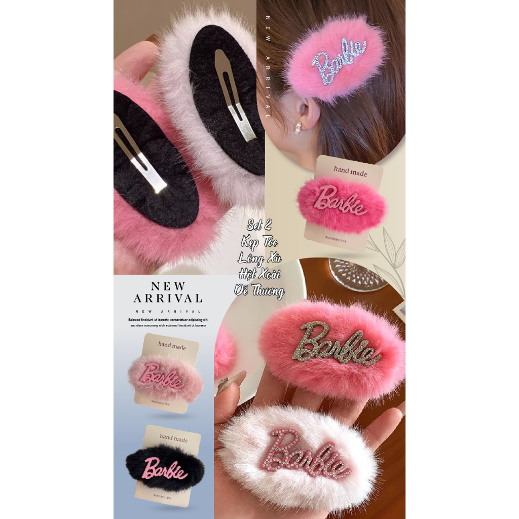 Set 2 Kẹp Tóc Bấm Mai Lông Mịn Đính Icon Dễ Thương Jussy Official Kiểu Kẹp Tóc Hột Xoài Lông Mịn Giao Màu Mẩu Ngẫu Nhiên