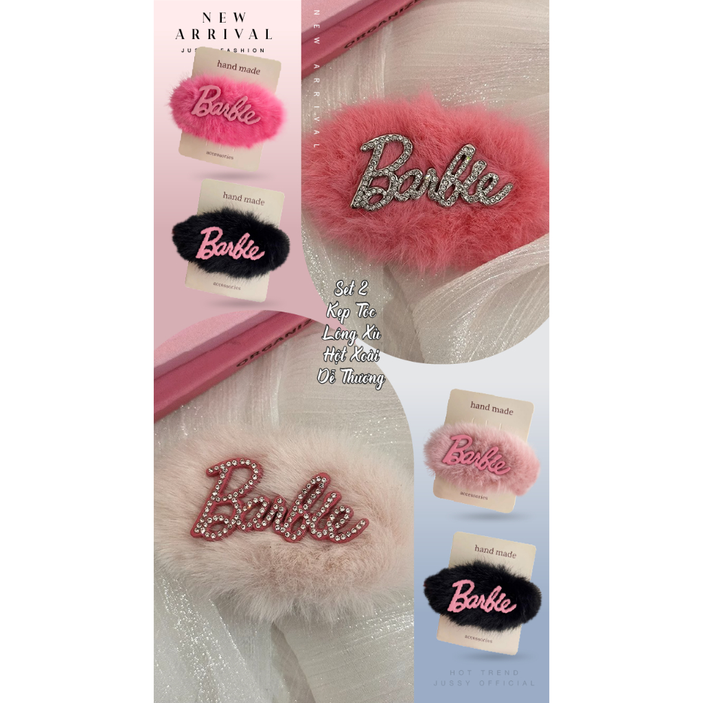 Set 2 Kẹp Tóc Bấm Mai Lông Mịn Đính Icon Dễ Thương Jussy Official Kiểu Kẹp Tóc Hột Xoài Lông Mịn Giao Màu Mẩu Ngẫu Nhiên