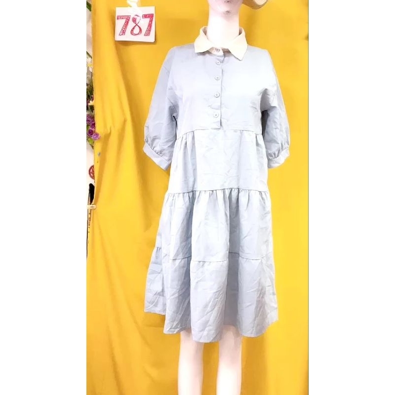 đầm sơmi babydoll chân váy 2 tầng size M/M+. S787