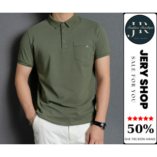 Áo polo nam, áo thun nam có túi trước ngực, tay bo vải cá sấu CVC co giãn thấm hút mồ hôi cho nam