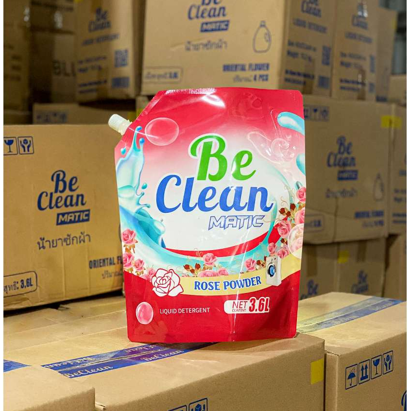 Túi Nước Giặt Xả Thái Lan BE CLEAN Thơm Lâu Sạch Sâu Hương Phấn Hồng Dịu Nhẹ Dung Tích 3600ml