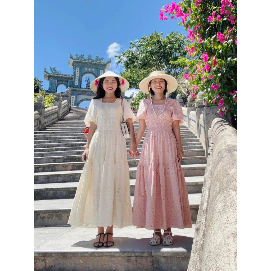 Váy thêu hoa dáng dài 2 lớp