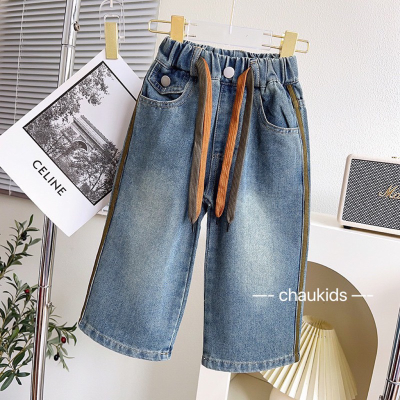 Quần jean dài ống suông cho bé gái vải jean mềm đẹp