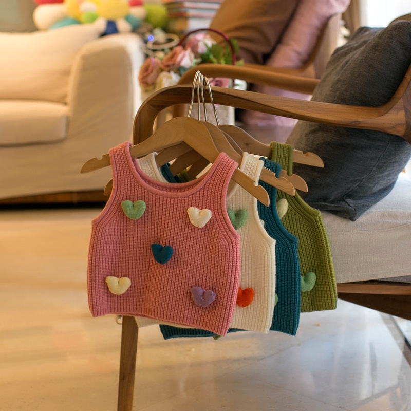 Aó gile thêu trái tim đáng yêu cho bé gái mùa thu đông G26