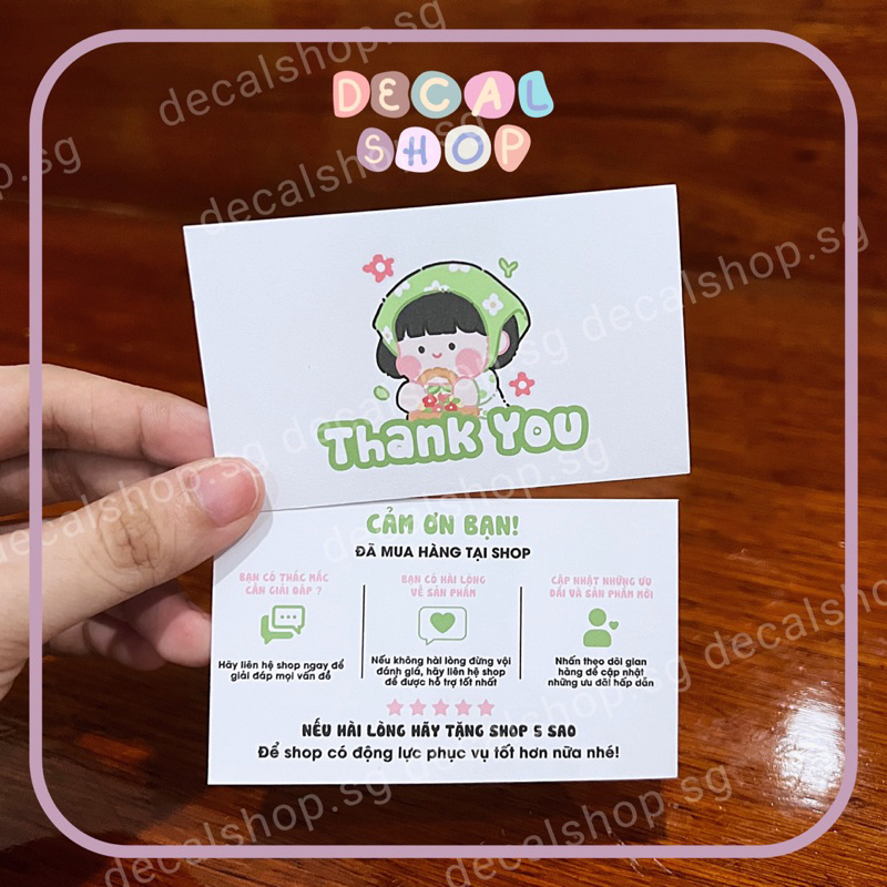 Danh Thiếp, Card Thank You - Size 9*5,4cm - In 2 Mặt Giấy 250gsm Không Cán Màng