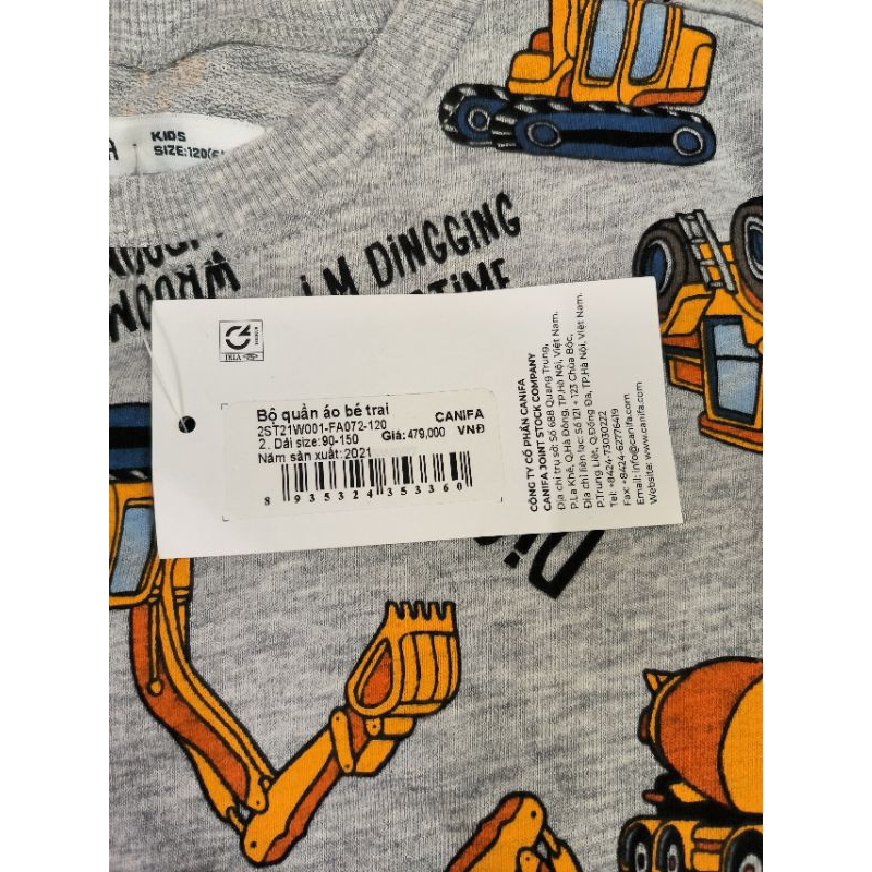 Bộ nỉ bé trai in hình Canifa
