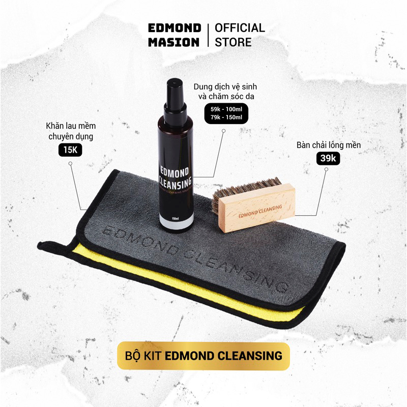 Bộ Kit vệ sinh chăm sóc da EDMOND CLEANSING cao cấp kèm bàn chải và khăn lau mềm 100ml-150ml EDMOND MASION MONOGRAM