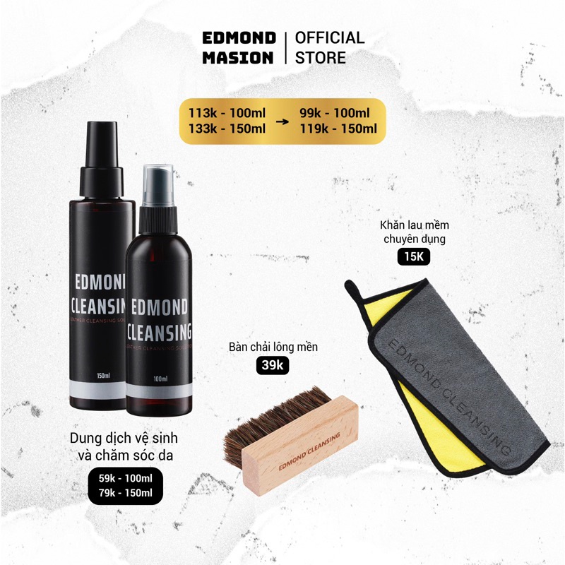 Bộ Kit vệ sinh chăm sóc da EDMOND CLEANSING cao cấp kèm bàn chải và khăn lau mềm 100ml-150ml EDMOND MASION MONOGRAM