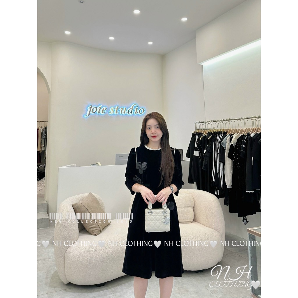 Váy nhung cài hoa sm