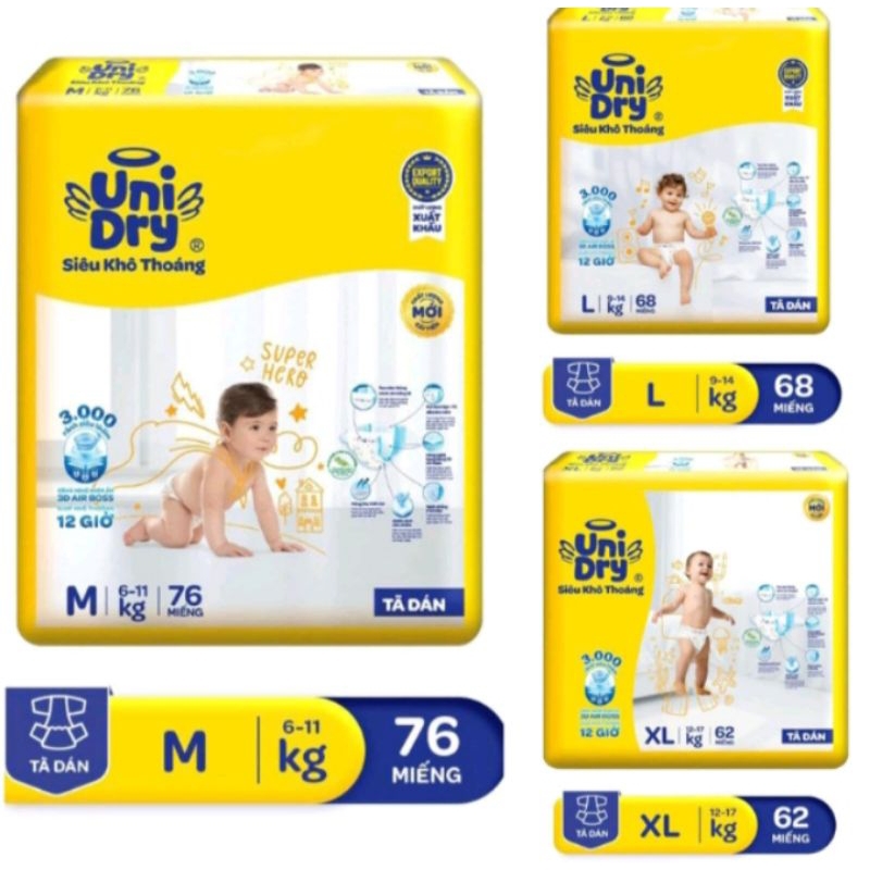 TÃ QUẦN UNIDRY M60/ L54/ XL48/ XXL44/ M74/ L68/ XL62/ XXL56 mẫu mới