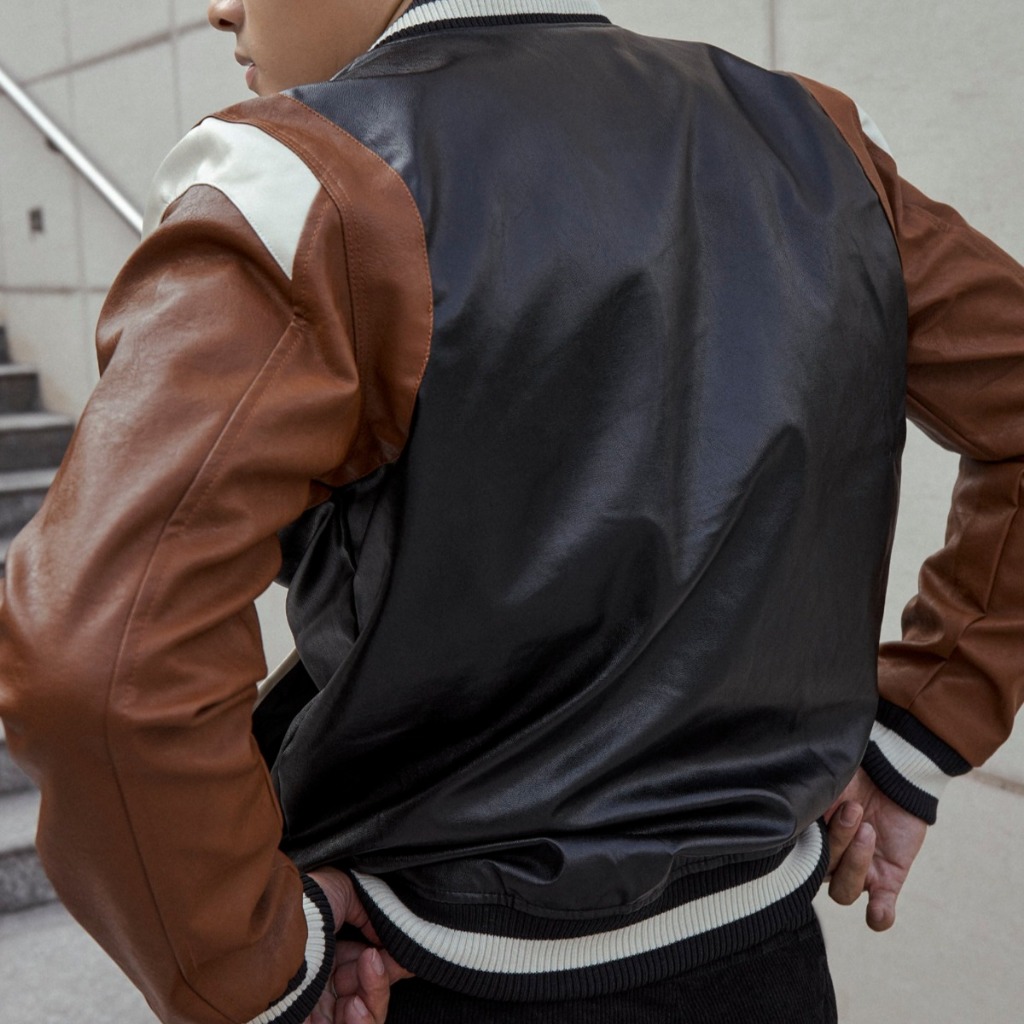 Áo Khoác Da Bomber ICONDENIM Contrast Sleeves Đứng Form - AKID0080