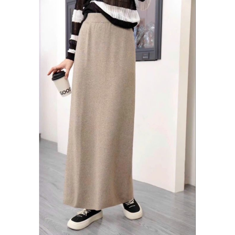 Chân váy len trơn dáng dài hàng QCL1