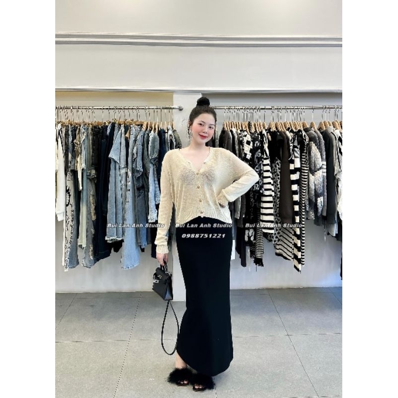 Chân váy len trơn dáng dài hàng QCL1