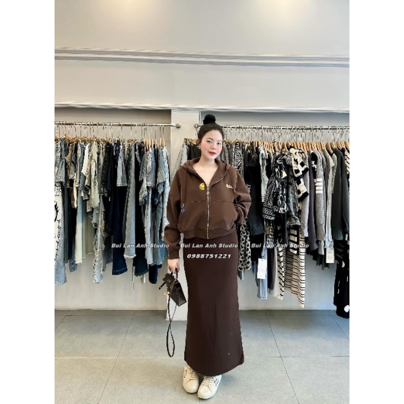 Chân váy len trơn dáng dài hàng QCL1