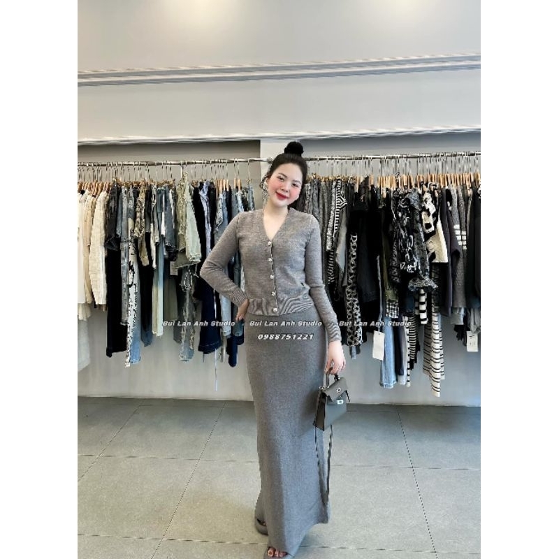 Chân váy len trơn dáng dài hàng QCL1