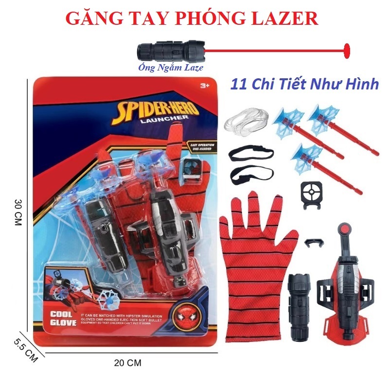 Găng tay người nhện siêu nhân nhện có lazer cao cấp cho bé vui chơi thỏa thích