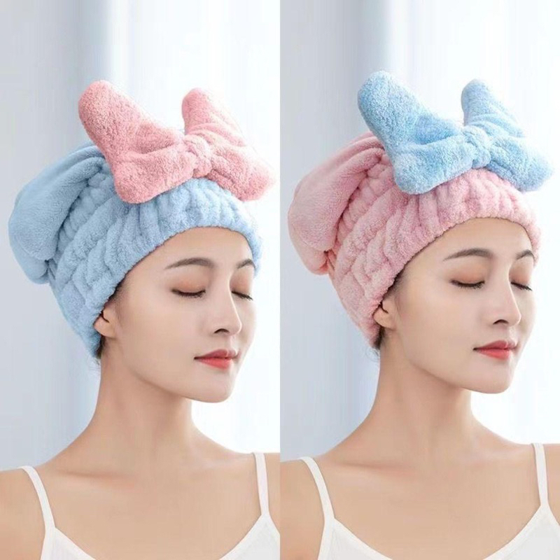 Mũ tắm cotton có nơ mềm mịn siêu thấm nước, dày dặn . Khăn quấn khô tóc có nơ siêu dẽ thương mẫu mới nhất năm 2023