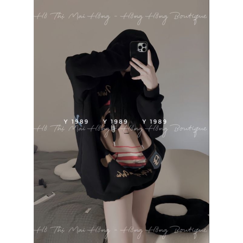 Áo nỉ hoodies mũ hình e bé