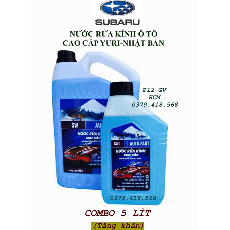 [Subaru] Combo 5L nước rửa kính ô tô Forester ,Outback,Impreza,Levor (Tặng khăn),Yuri- Nhật Bản