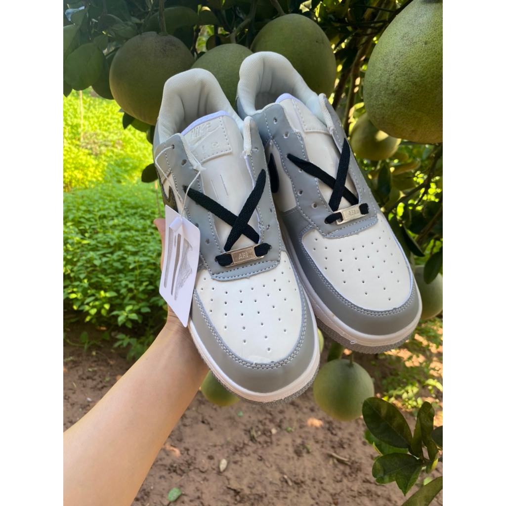 Giày Thể Thao AF1 Xám Móc Đen Nam Nữ, Giày Sneakers Air Force 1 Xám Vệt Đen Bàn Chải Siêu Hot 2023 Cao Cấp