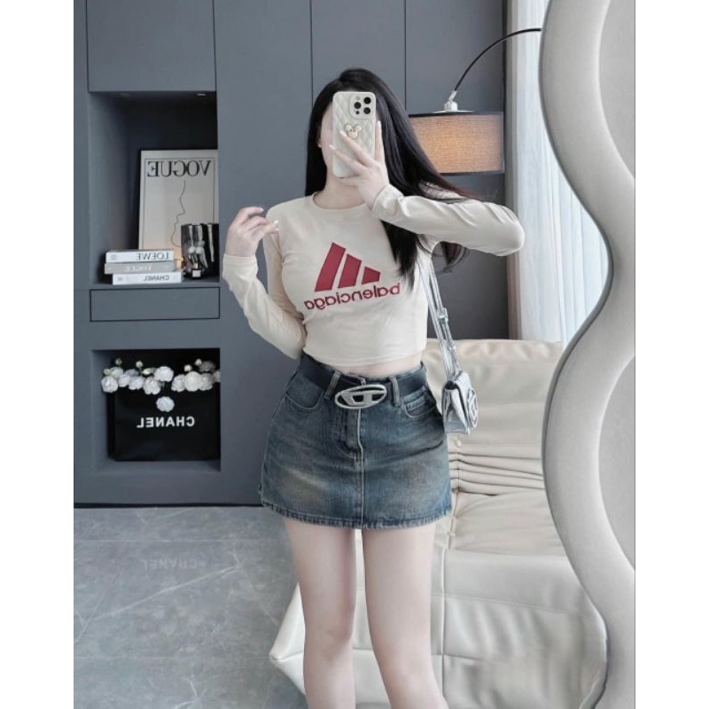 Chân váy jeans kèm đai hàng QCL1