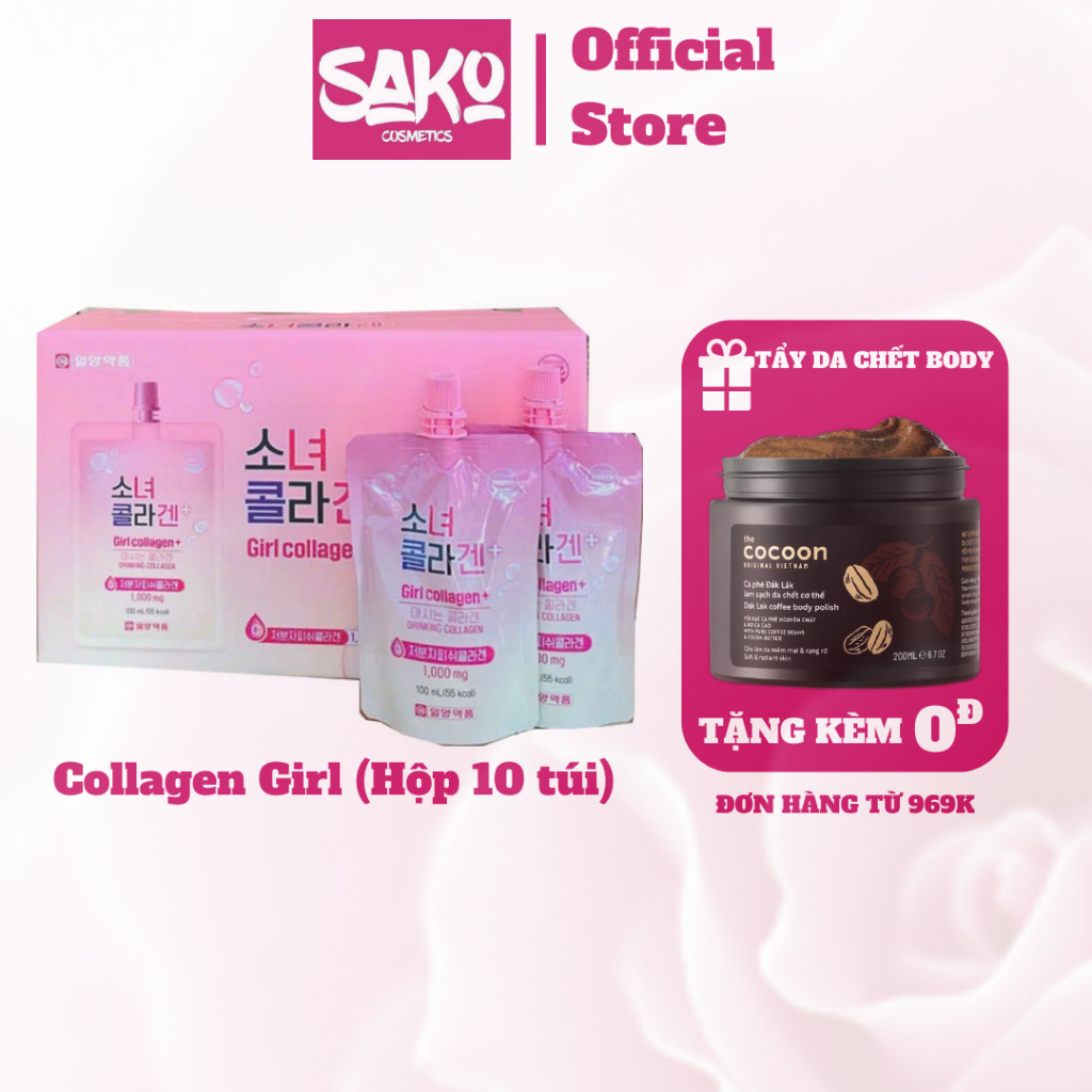 Nước Uống Bổ Sung Girl Collagen Hàn Quốc Hỗ Trợ Làm Đẹp Da, Ngăn Ngừa Lão Hóa Hộp 10 Túi x 100ml