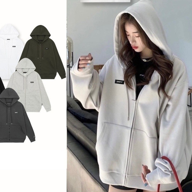 Áo Hoodie Zip EMPTI Tag Su 01 - Áo Khoác Nỉ Dây Kéo Nhiều Màu Form Rộng Unisex