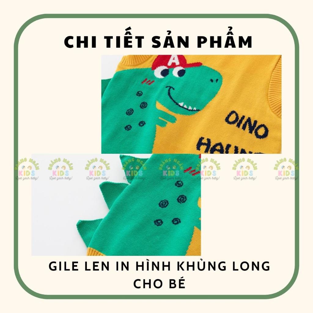 Áo gile len quảng châu hoạ tiết khủng long, áo khoát len không tay hàng mịn lì đẹp