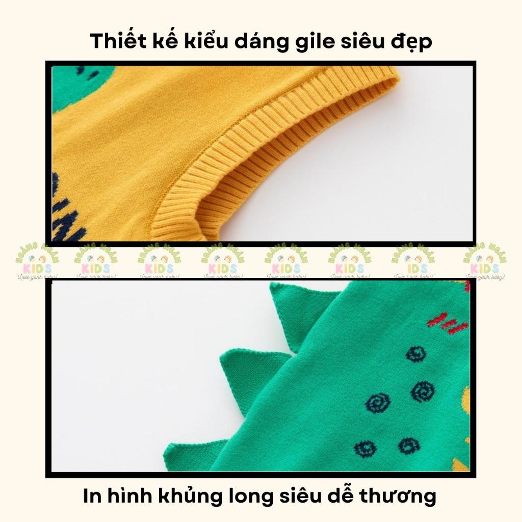 Áo gile len quảng châu hoạ tiết khủng long, áo khoát len không tay hàng mịn lì đẹp